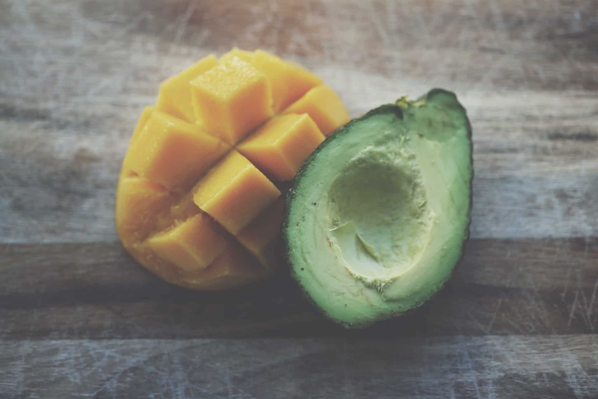half mango and avocado