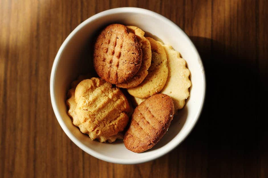 bowl full of peanut butter cookies