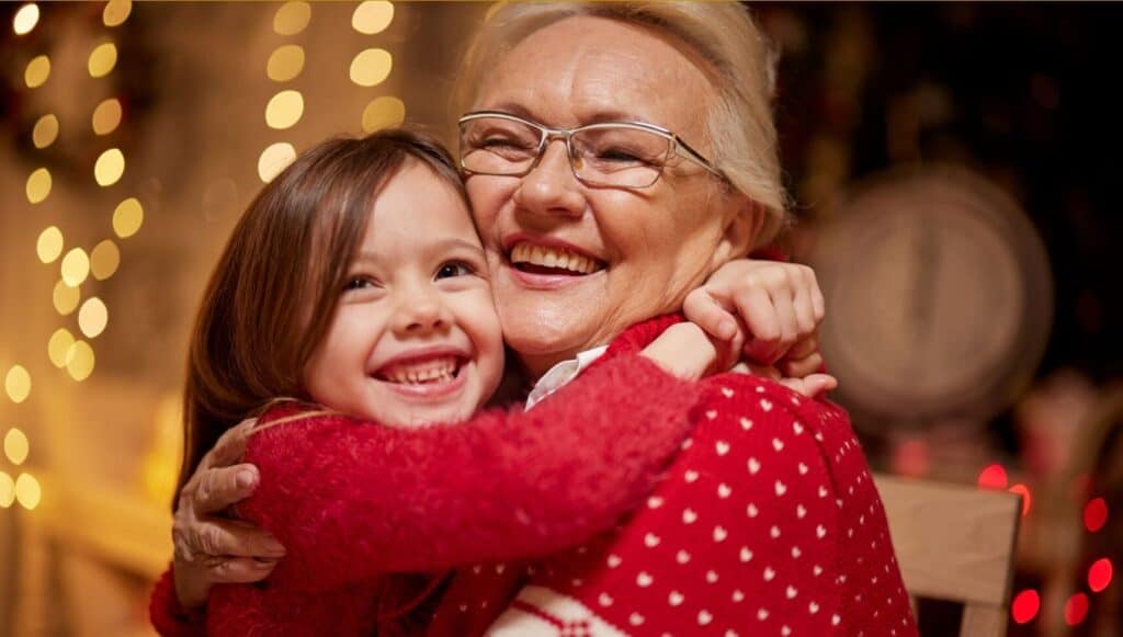 granda & grandkid huging