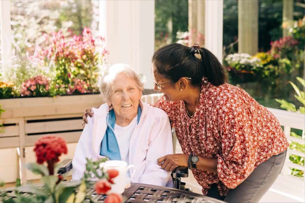 two women sitting together