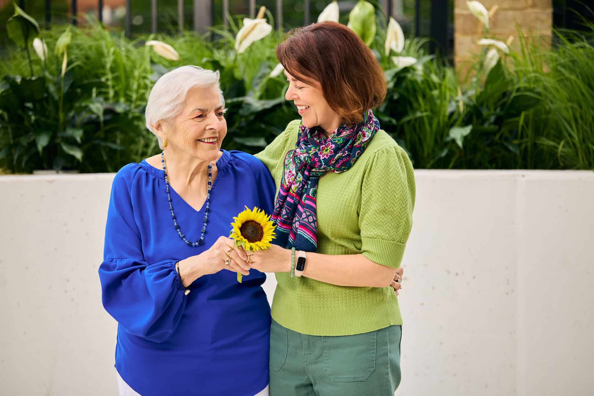 elderly mother and daughter